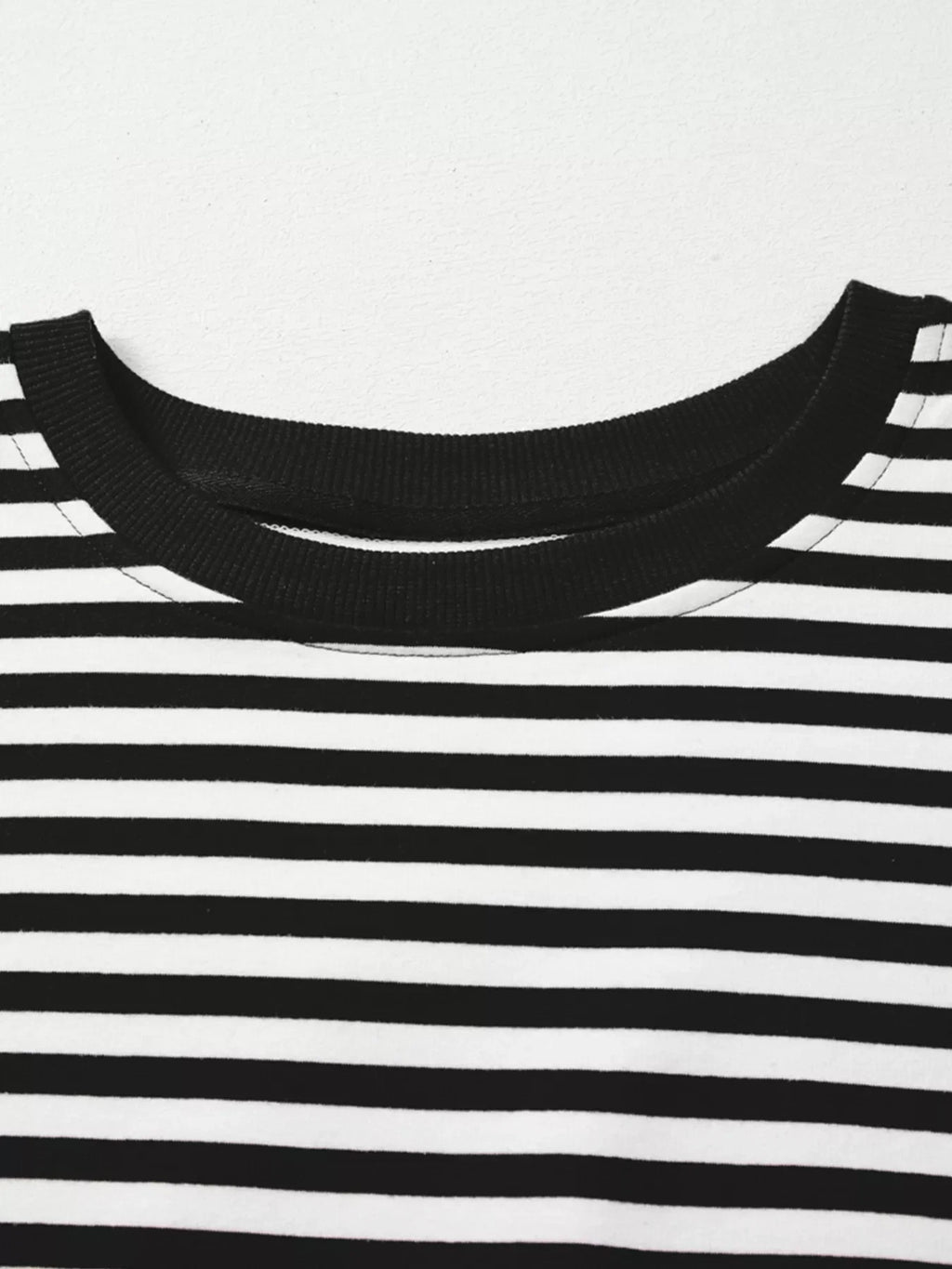 Stripe Exposed Seam Drop Shoulder Casual Pullover Top
