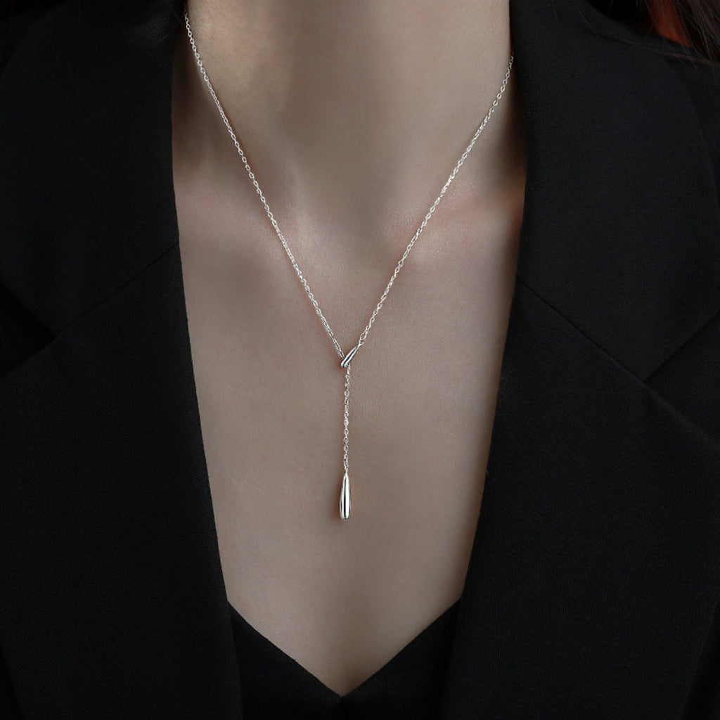 925 Sterling Silver Y-Shaped Pendant Necklace
