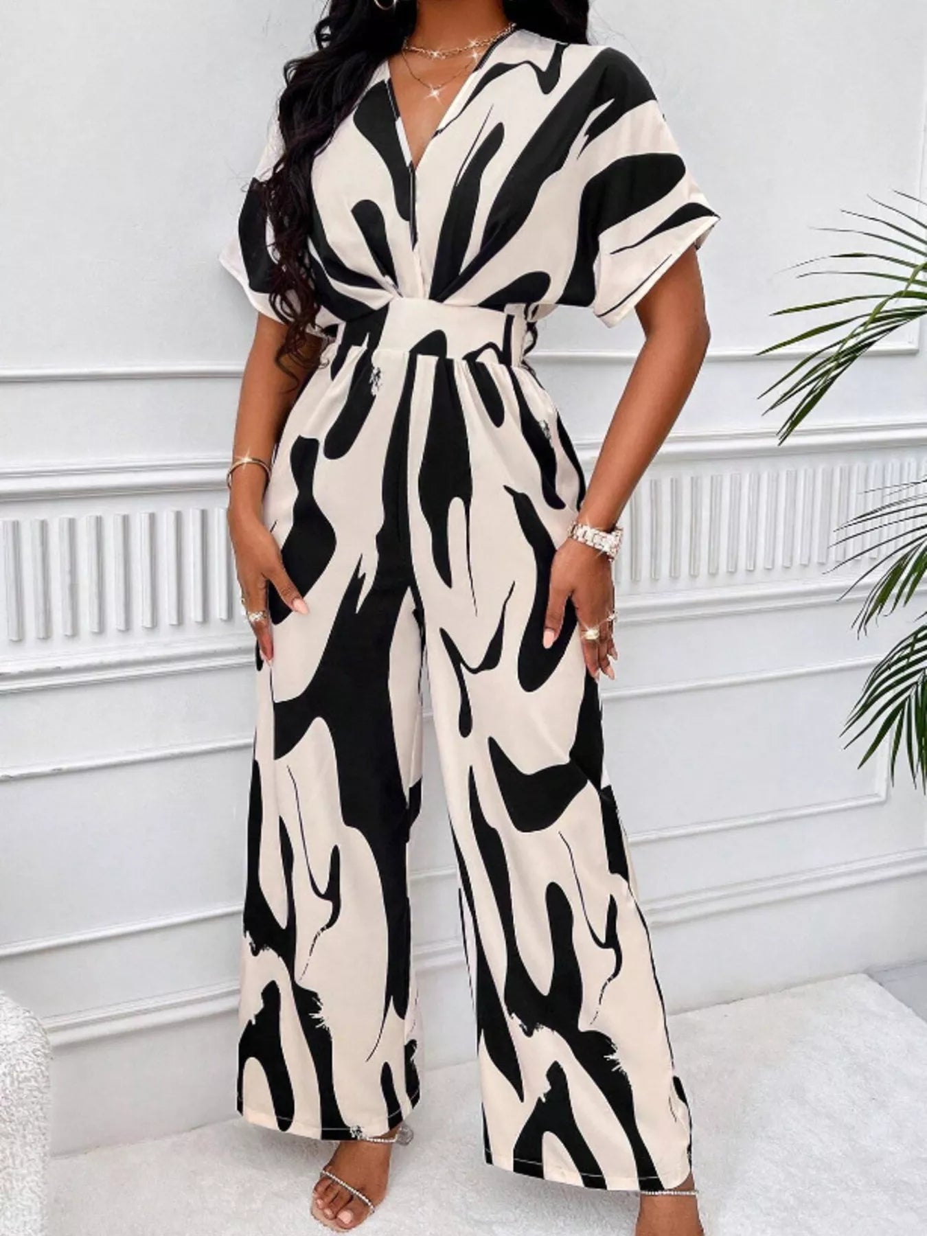Abstract Print Wide-Leg Jumpsuit