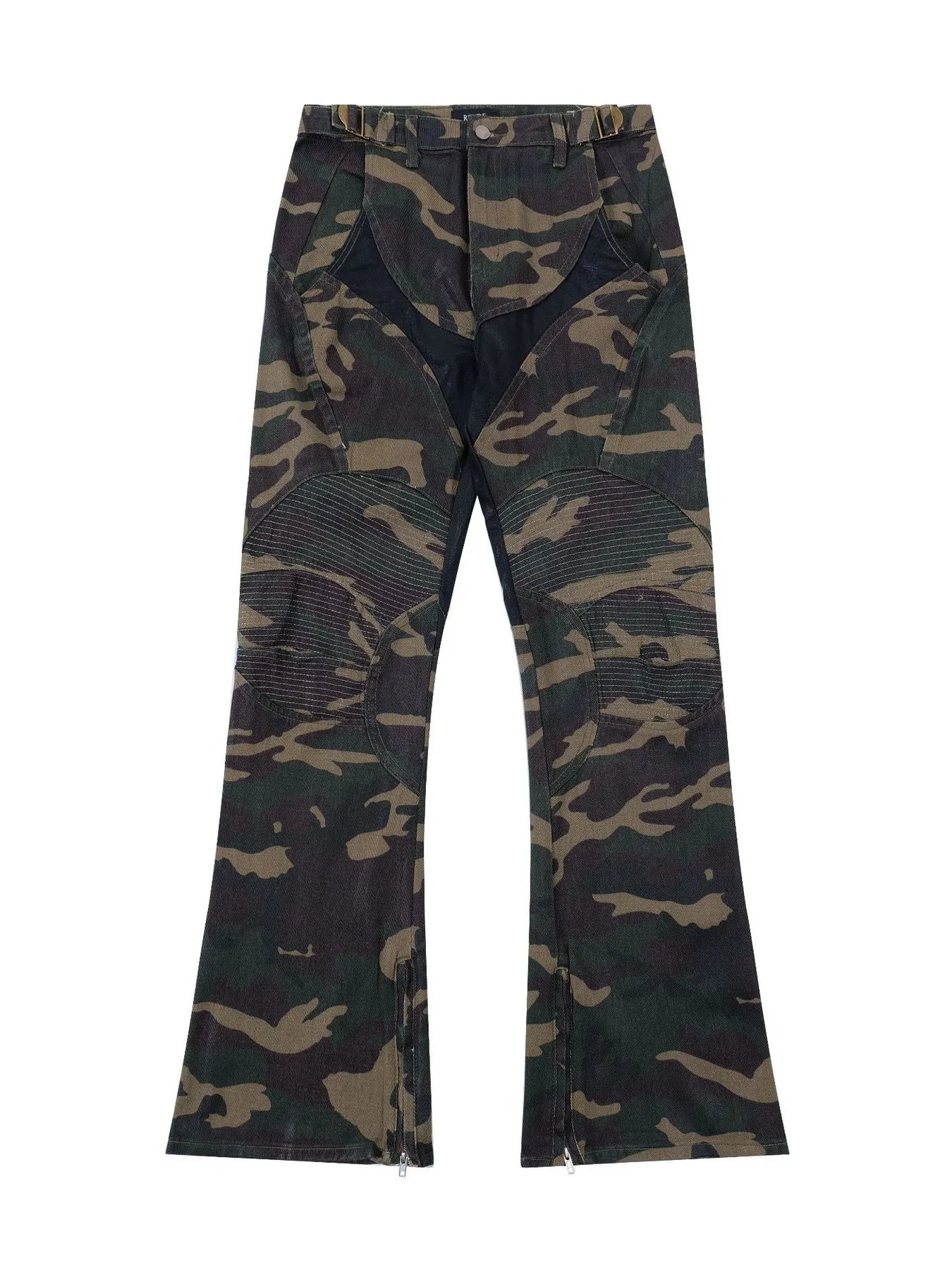 Men's Camouflage Bootcut Jeans with Seam Detail