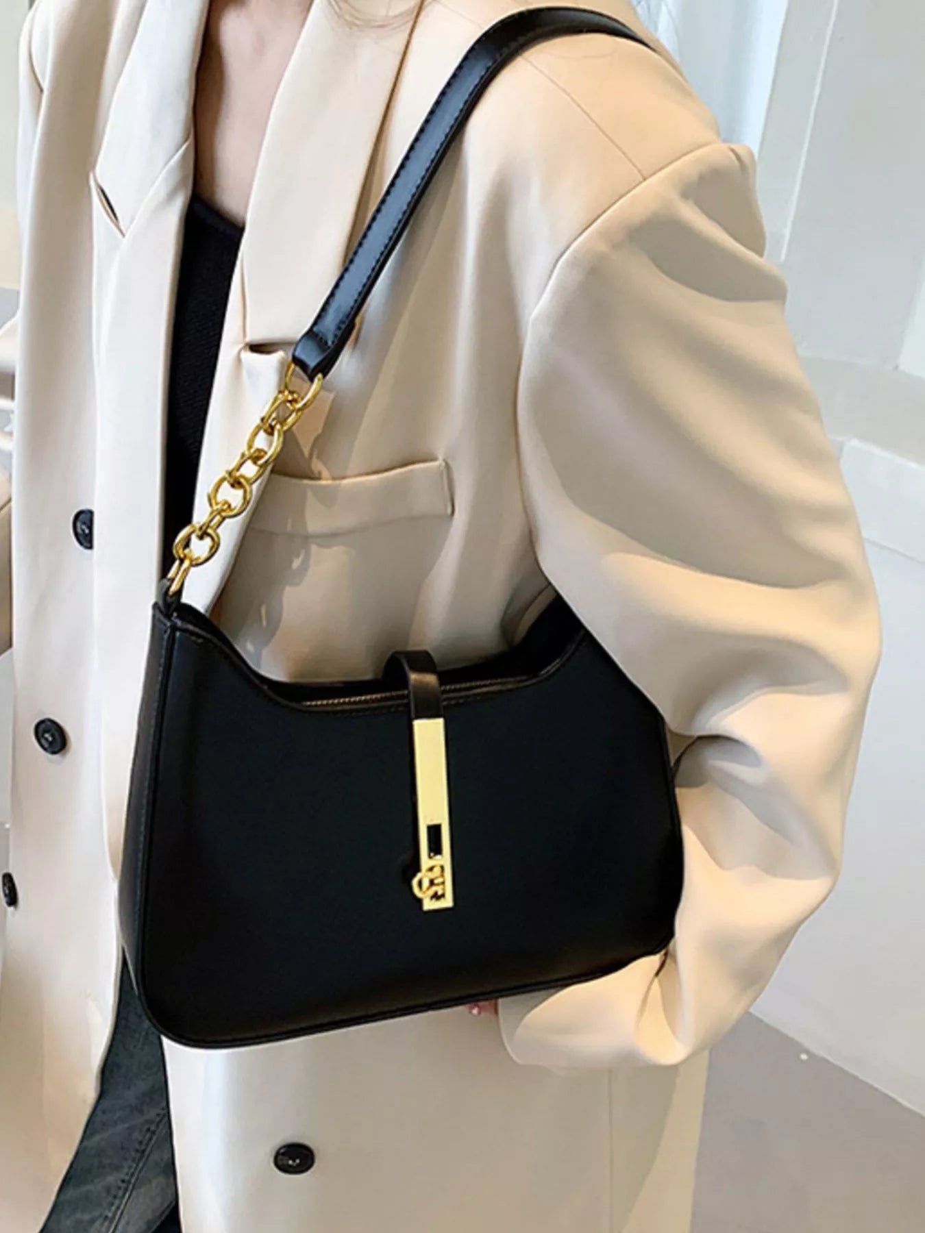 Golden Buckle Shoulder Bag