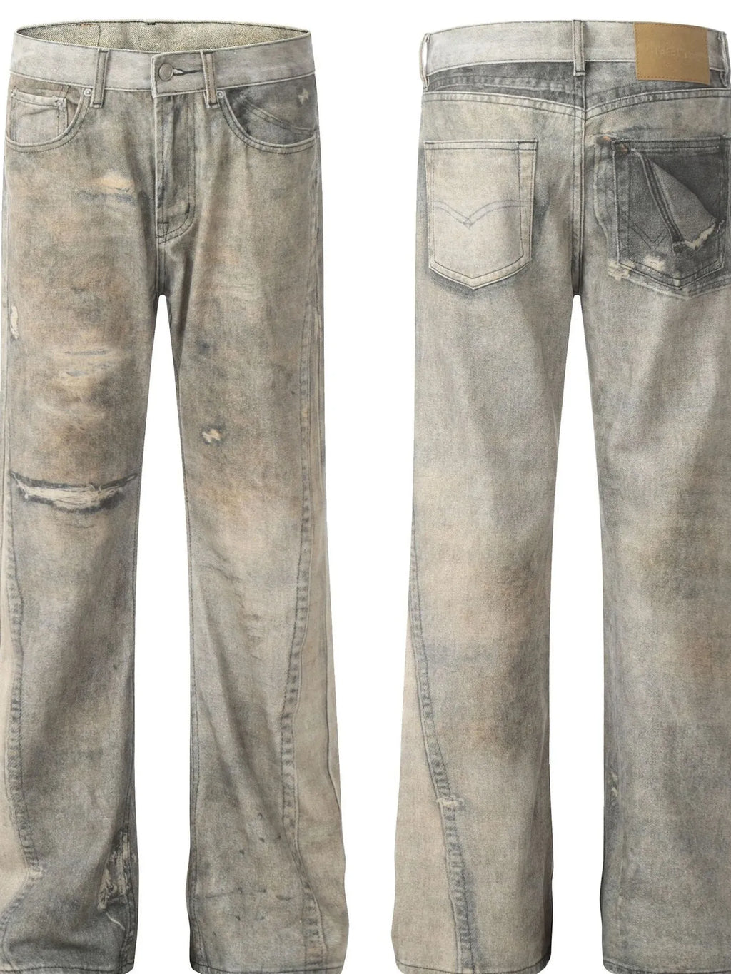 Men's Vintage Washed Wide-Leg Denim Jeans
