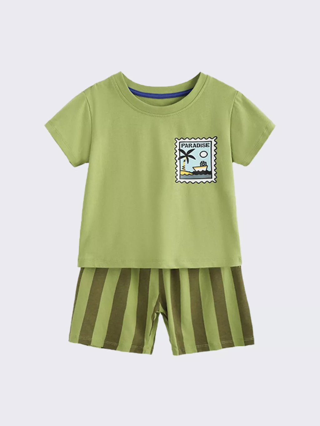 Children's Stamp Graphic Tee & Striped Shorts Set