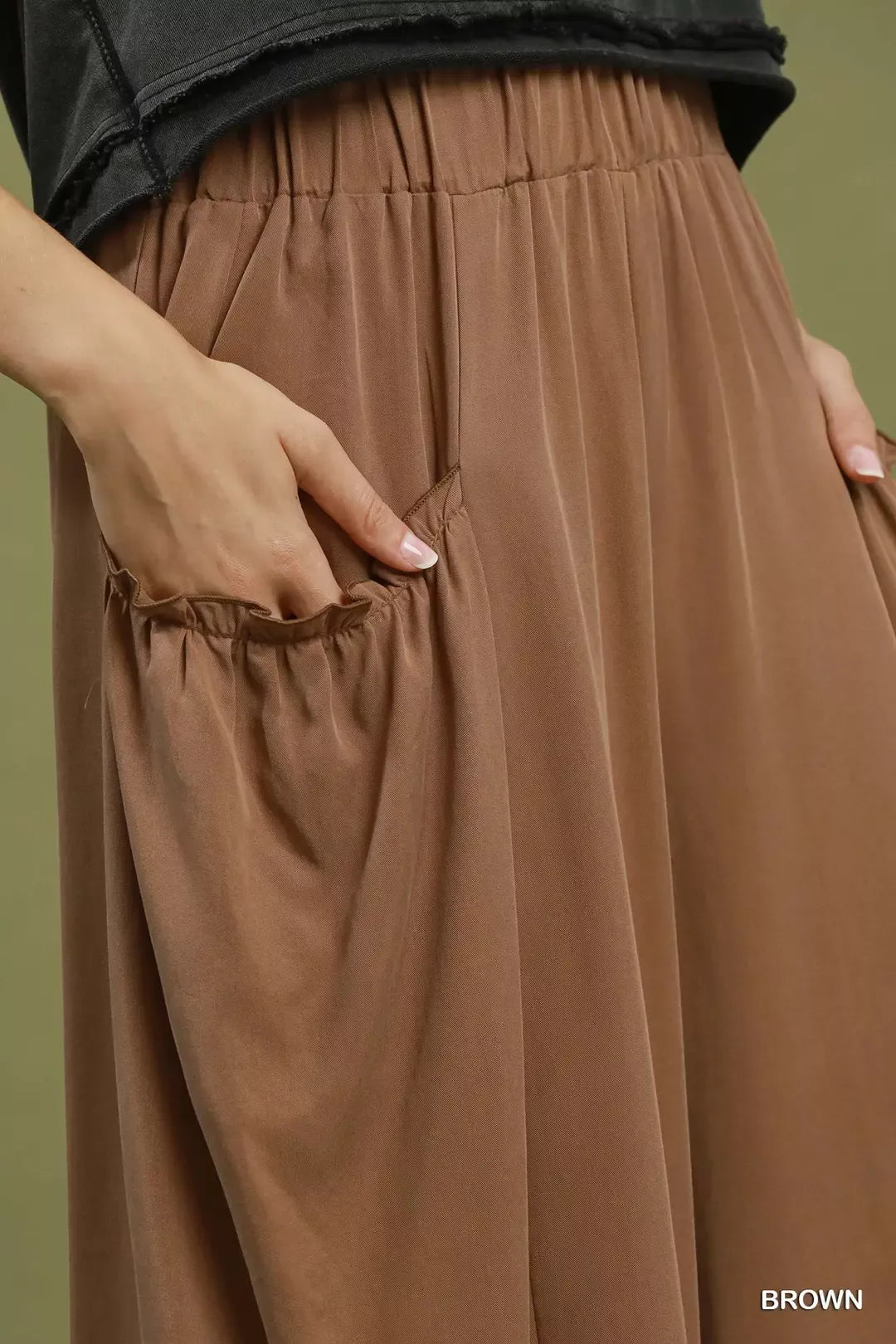 Umgee Flowy Wide Leg Pocket Pants