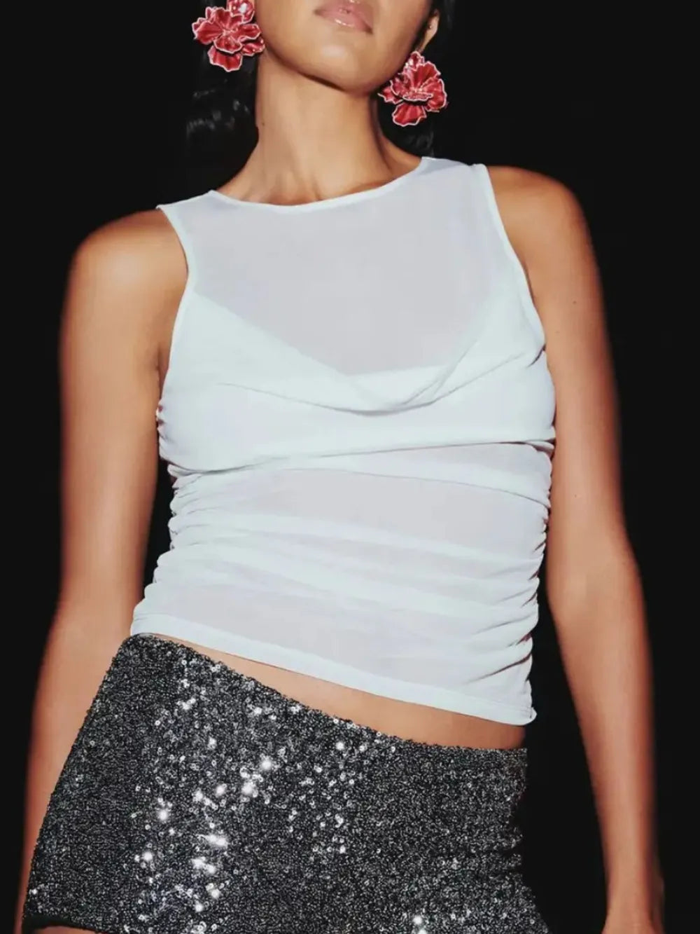 Ruched Round Neck Tank