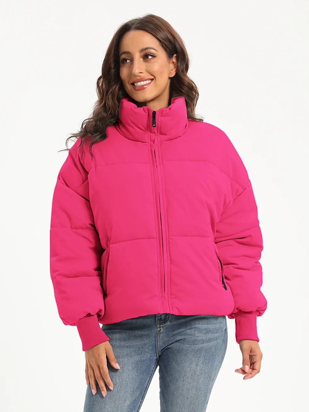 Zip Up Turtleneck Long Sleeve Puffer Jacket