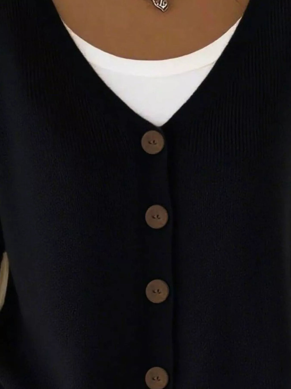 Full Size Button-Front V-Neck Cardigan Plus Size