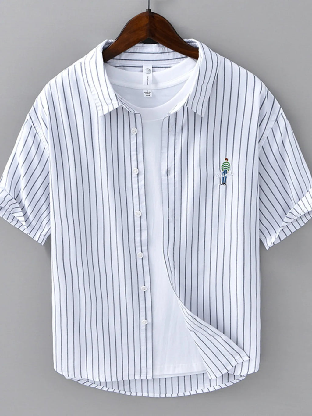 Men's Plus Size Striped Button Up Long Sleeve Shirt