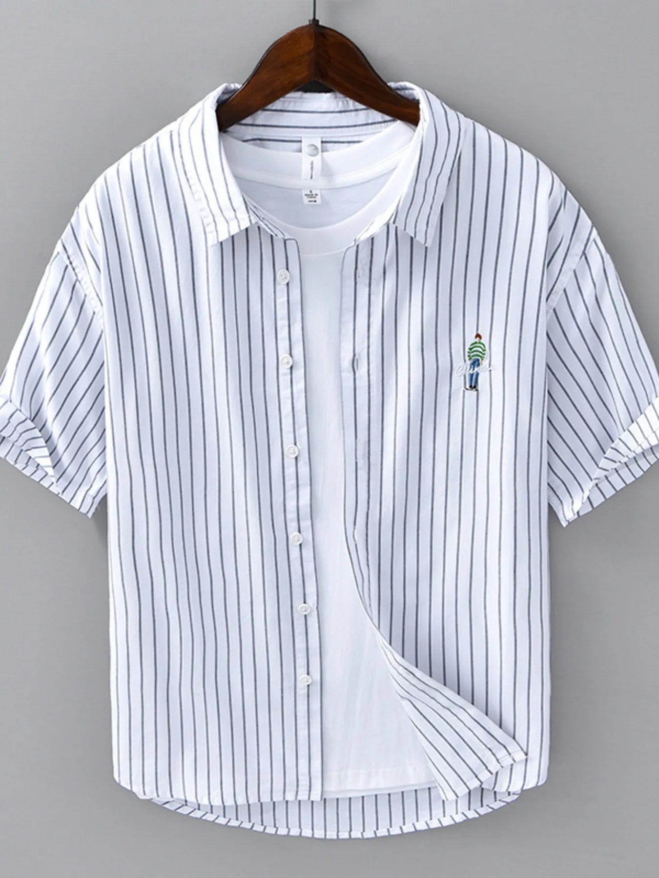 Men's Plus Size Striped Button Up Long Sleeve Shirt