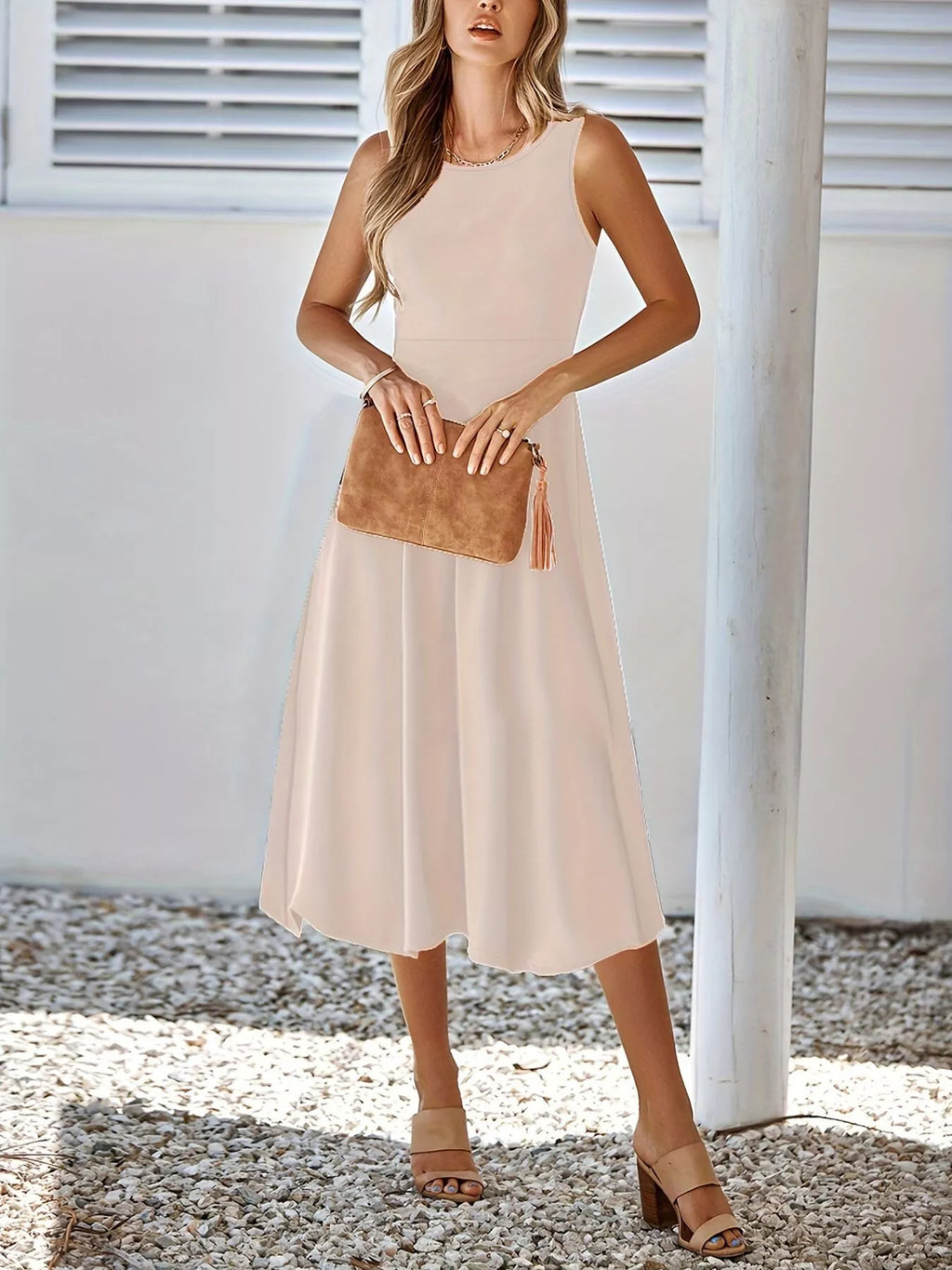 Sleeveless A-Line Midi Dress