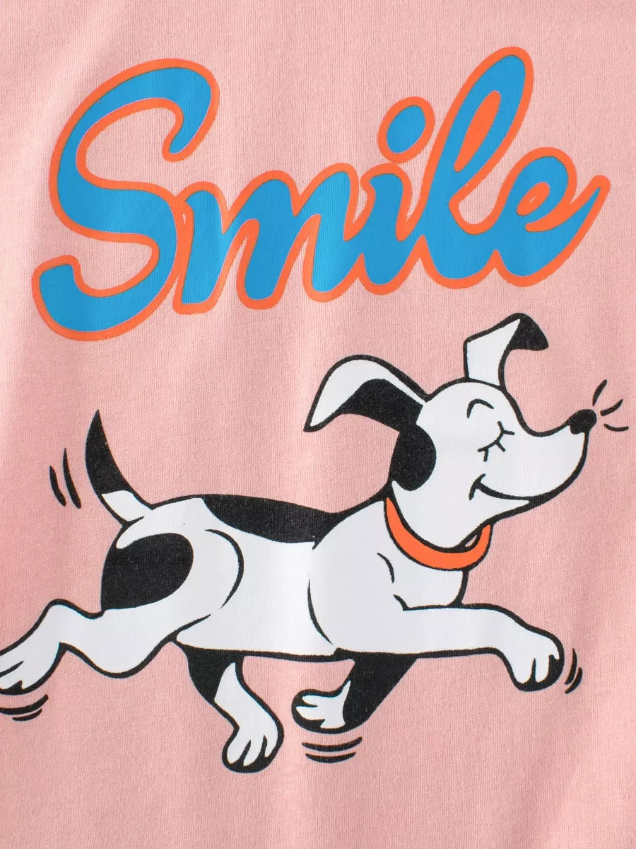 Children's "Smile" Dog Graphic T-Shirt