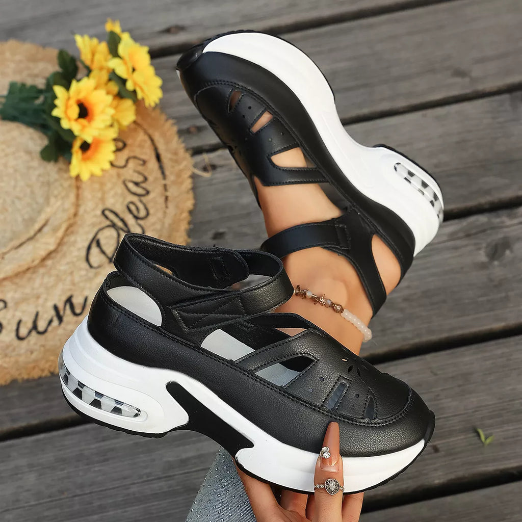 Cutout Round Toe Platform Sandals
