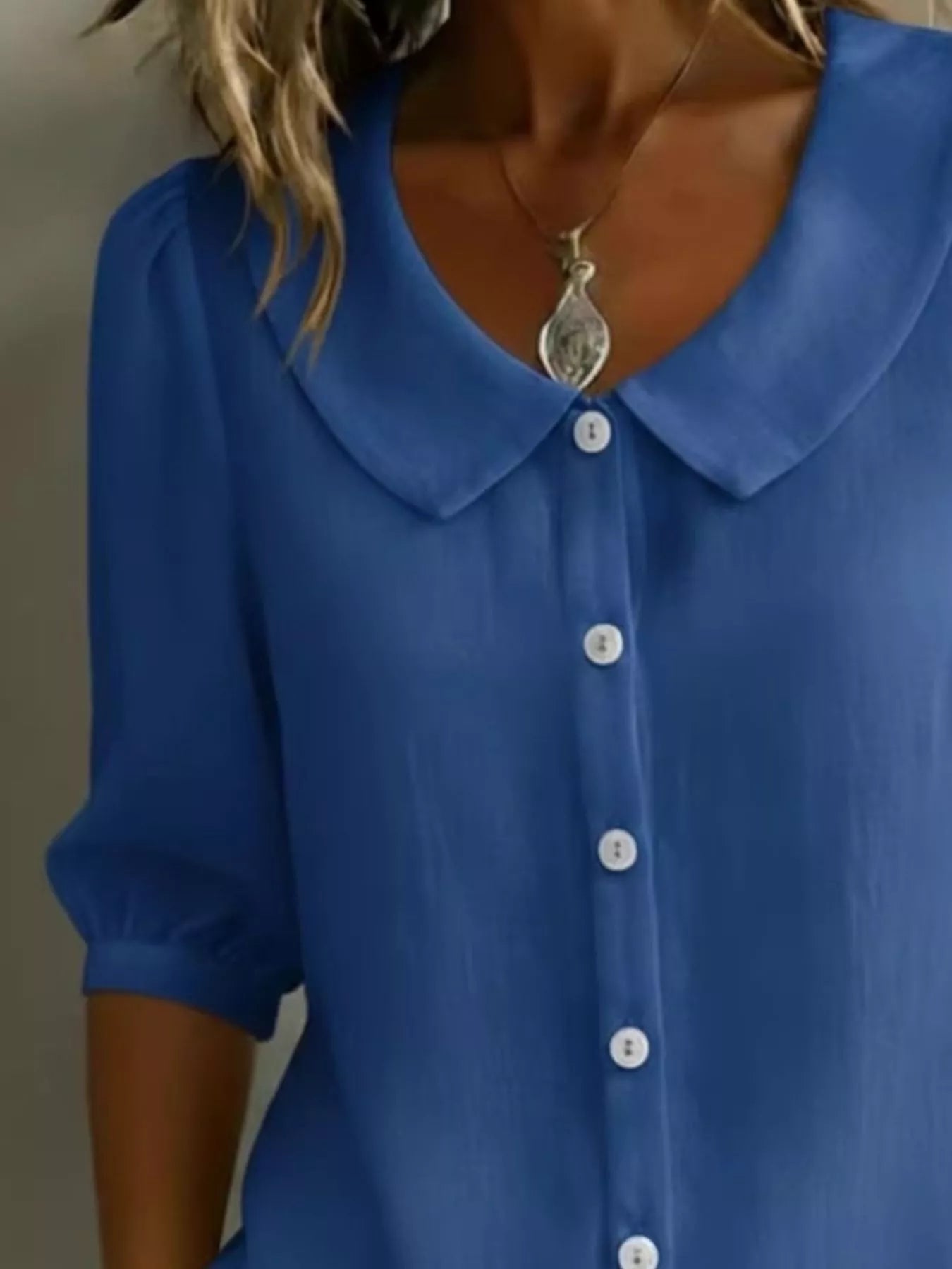 Full Size Peter Pan Collar Button-Down Shirt Plus Size