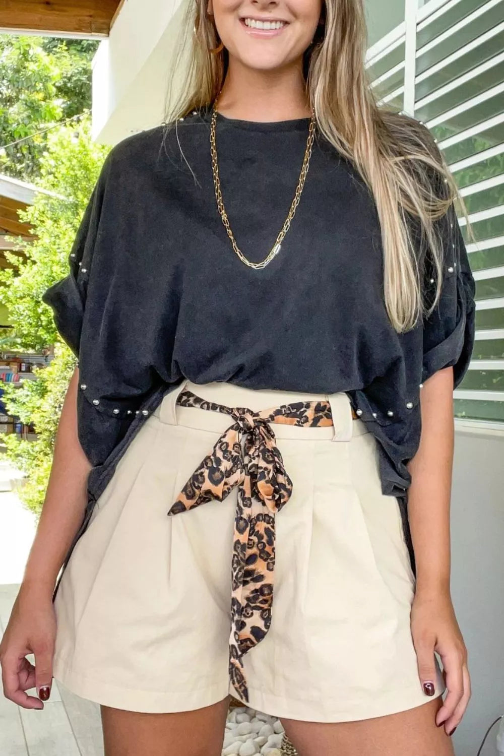 High-Waisted Pleated Shorts