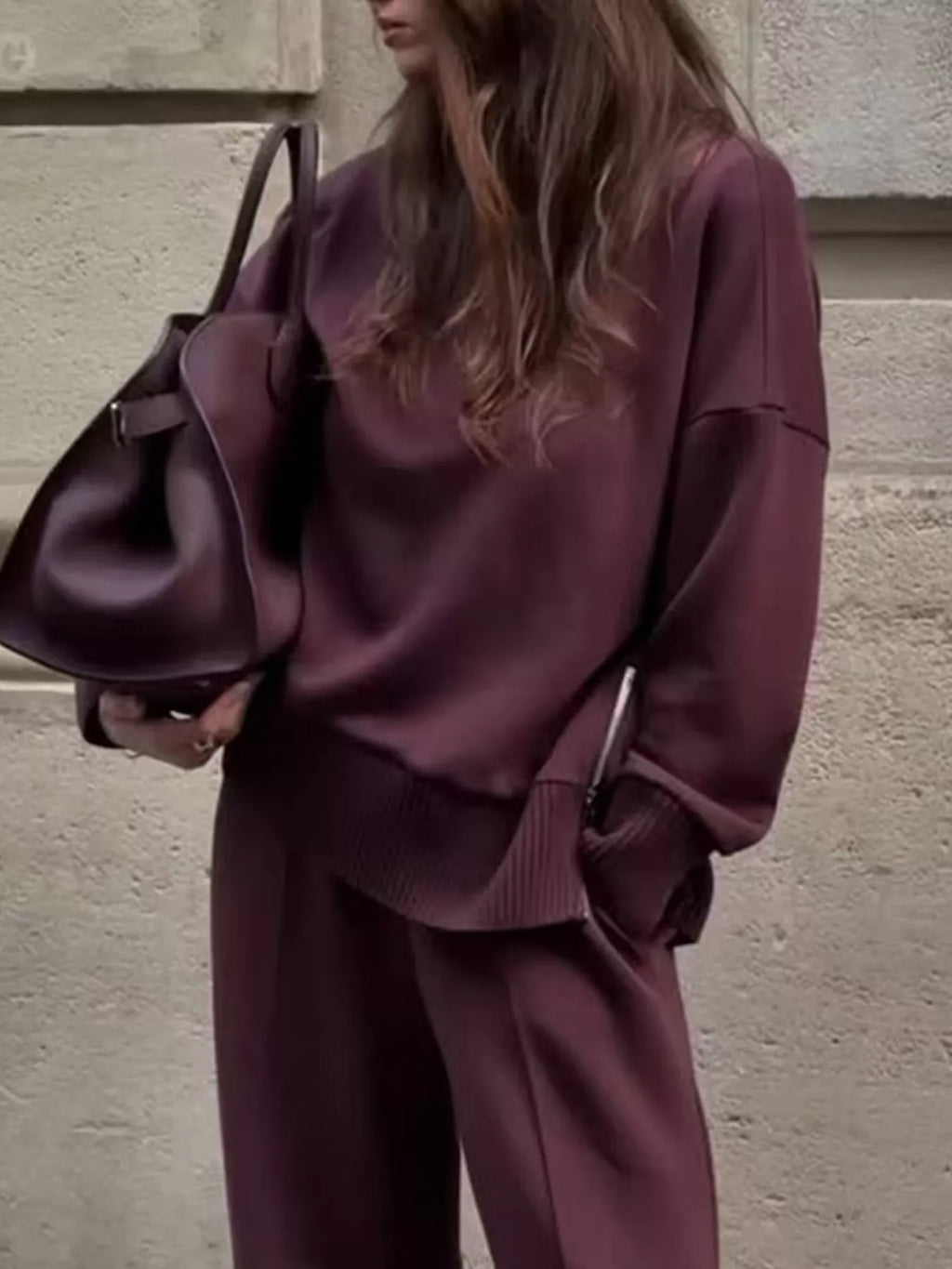Turtleneck Side Zipper Sweatshirt and Pants Set