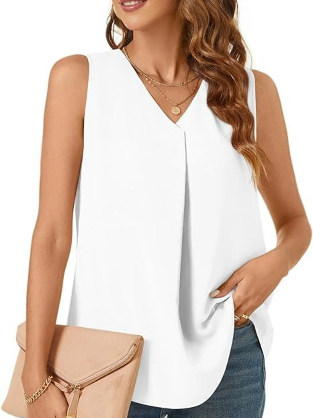 Full Size V-Neck Sleeveless Tank Top Plus Size