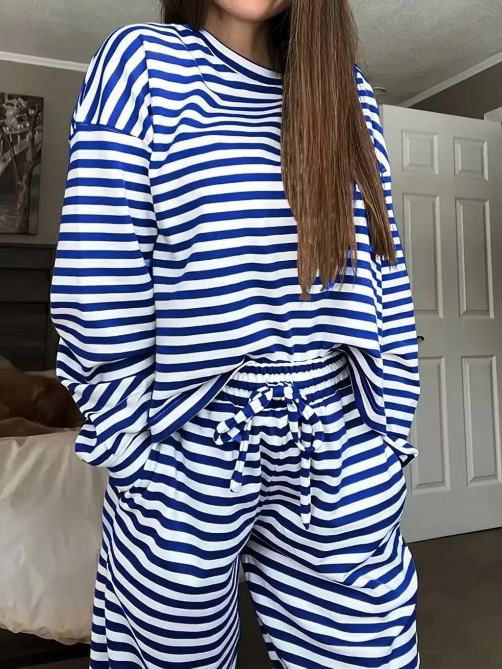 Striped Long Sleeve Top and Pants Set