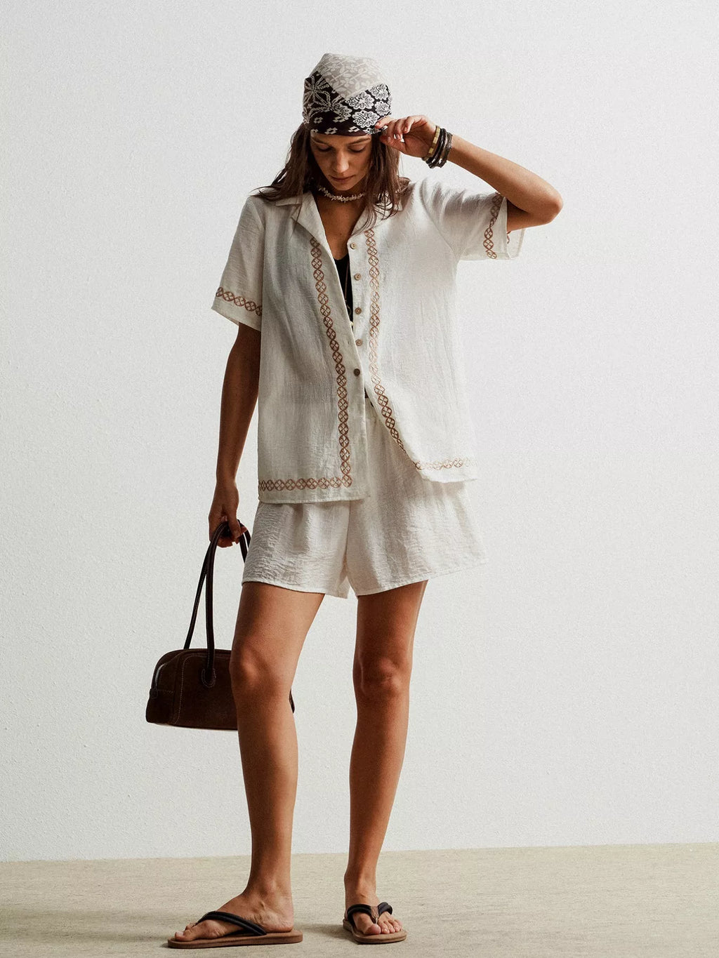 Button Up Short Sleeve Shirt and Shorts Set