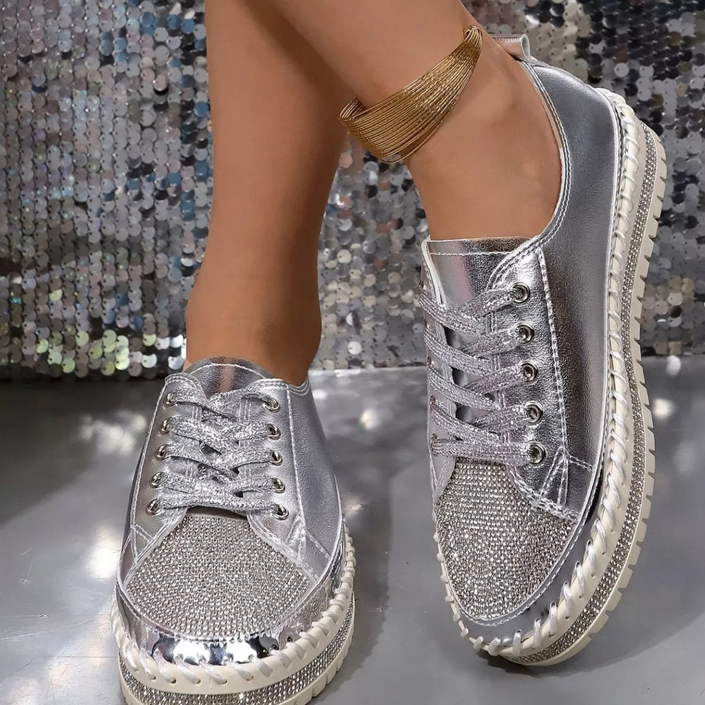 Rhinestone Round Toe Sneakers