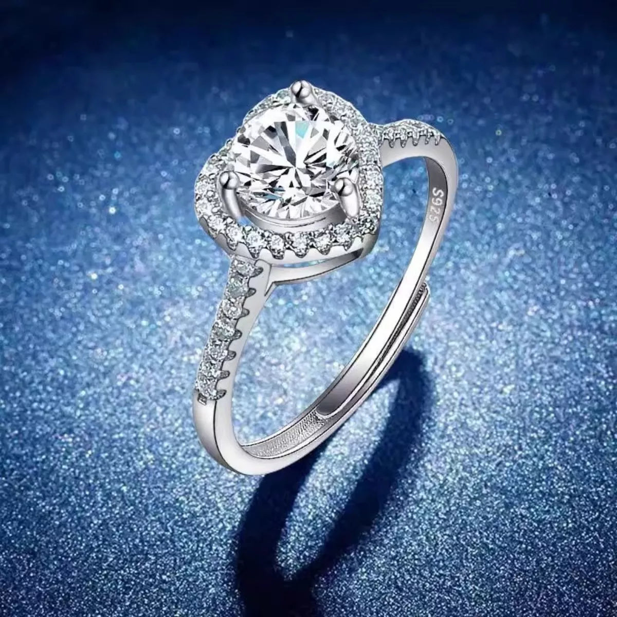1 Carat Moissanite 925 Sterling Silver Heart Ring