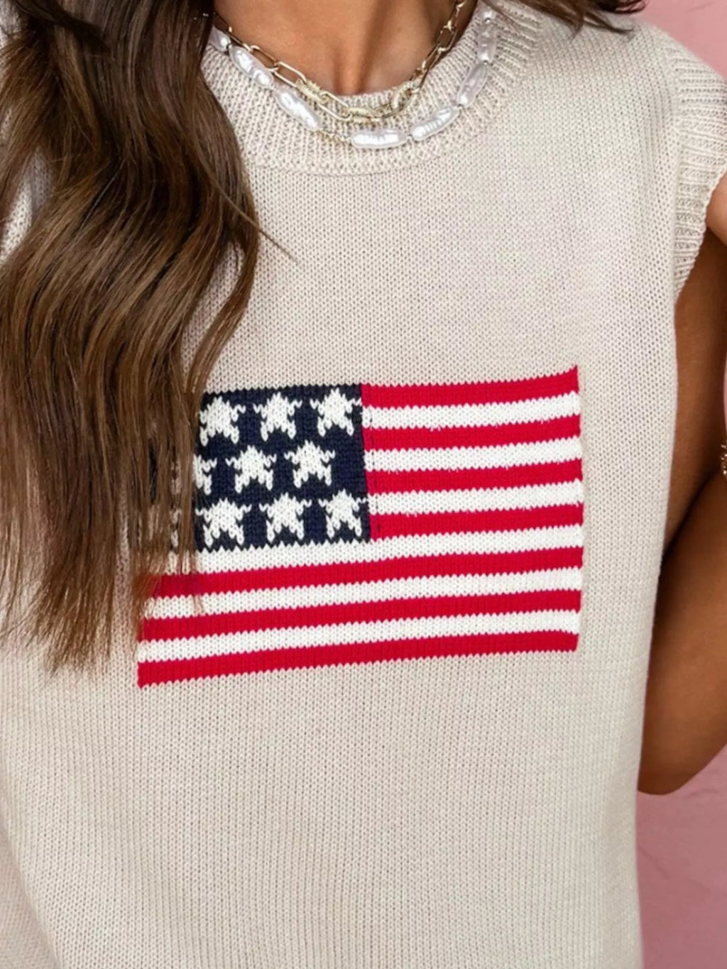 American Flag Graphic Knit Sweater Vest
