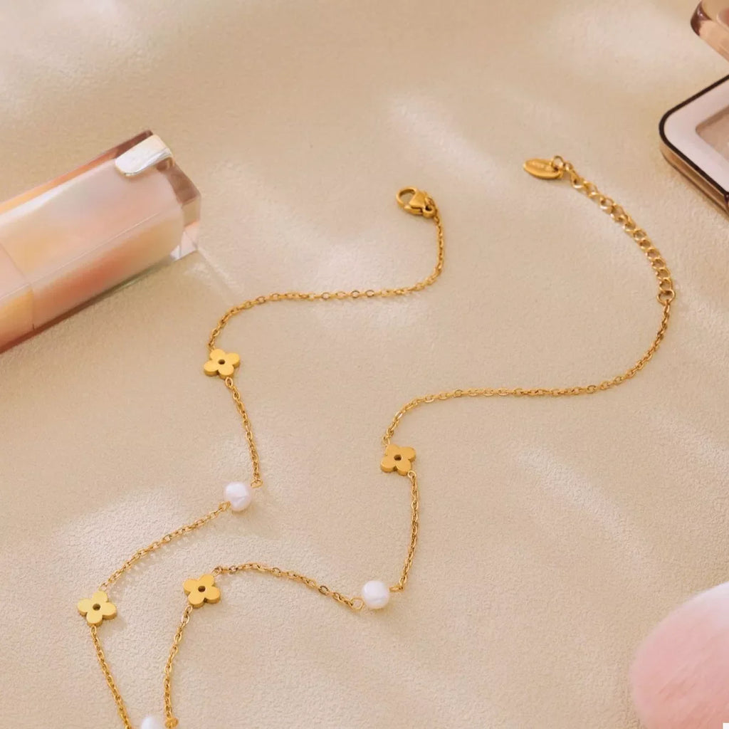 Freshwater Pearl 18K Gold-Plated Flower Necklace