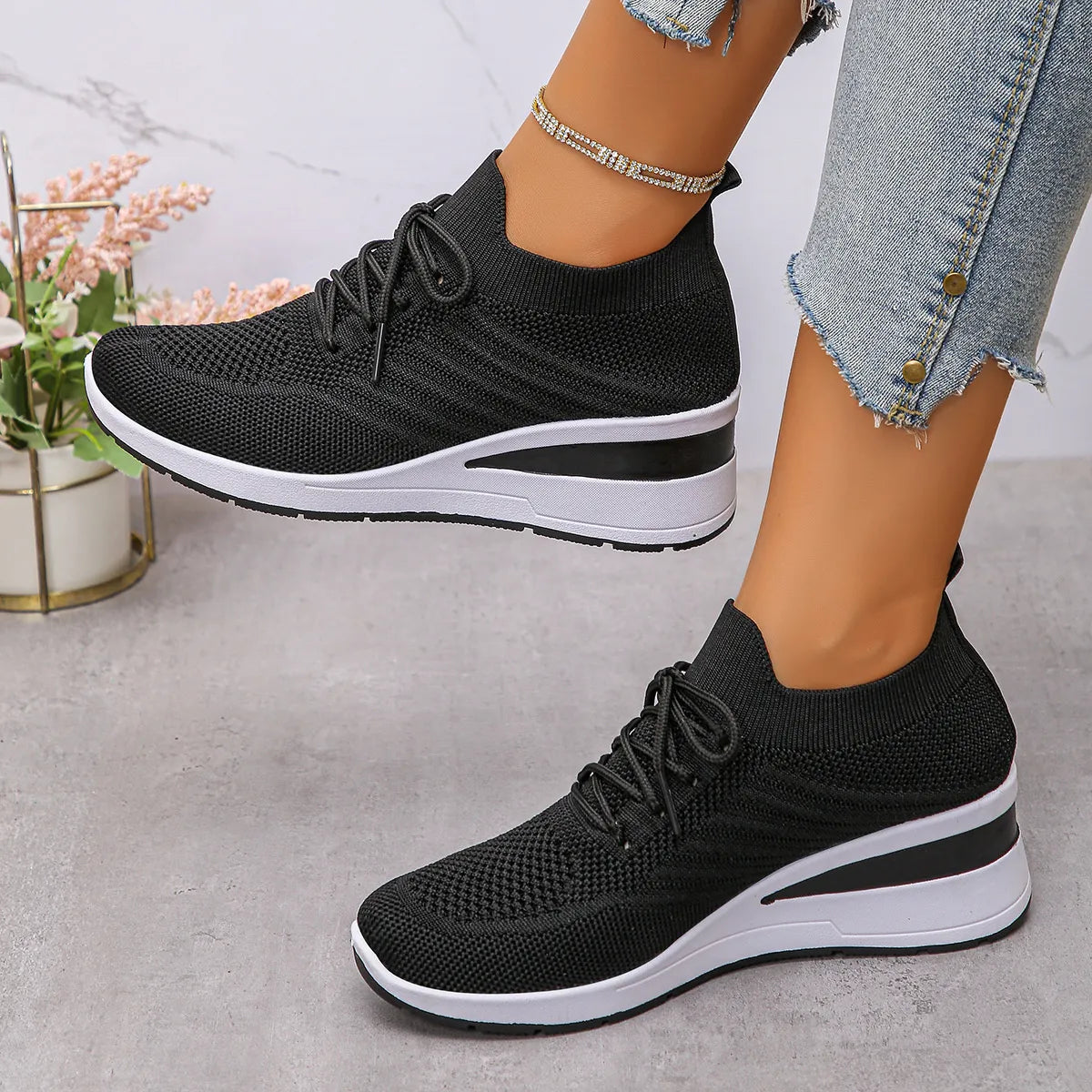 Lace Up Wedge Athletic