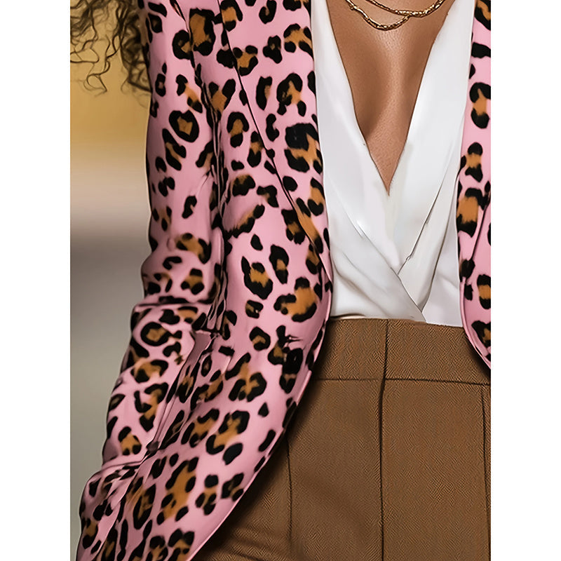 Women's Pink Leopard Blazer