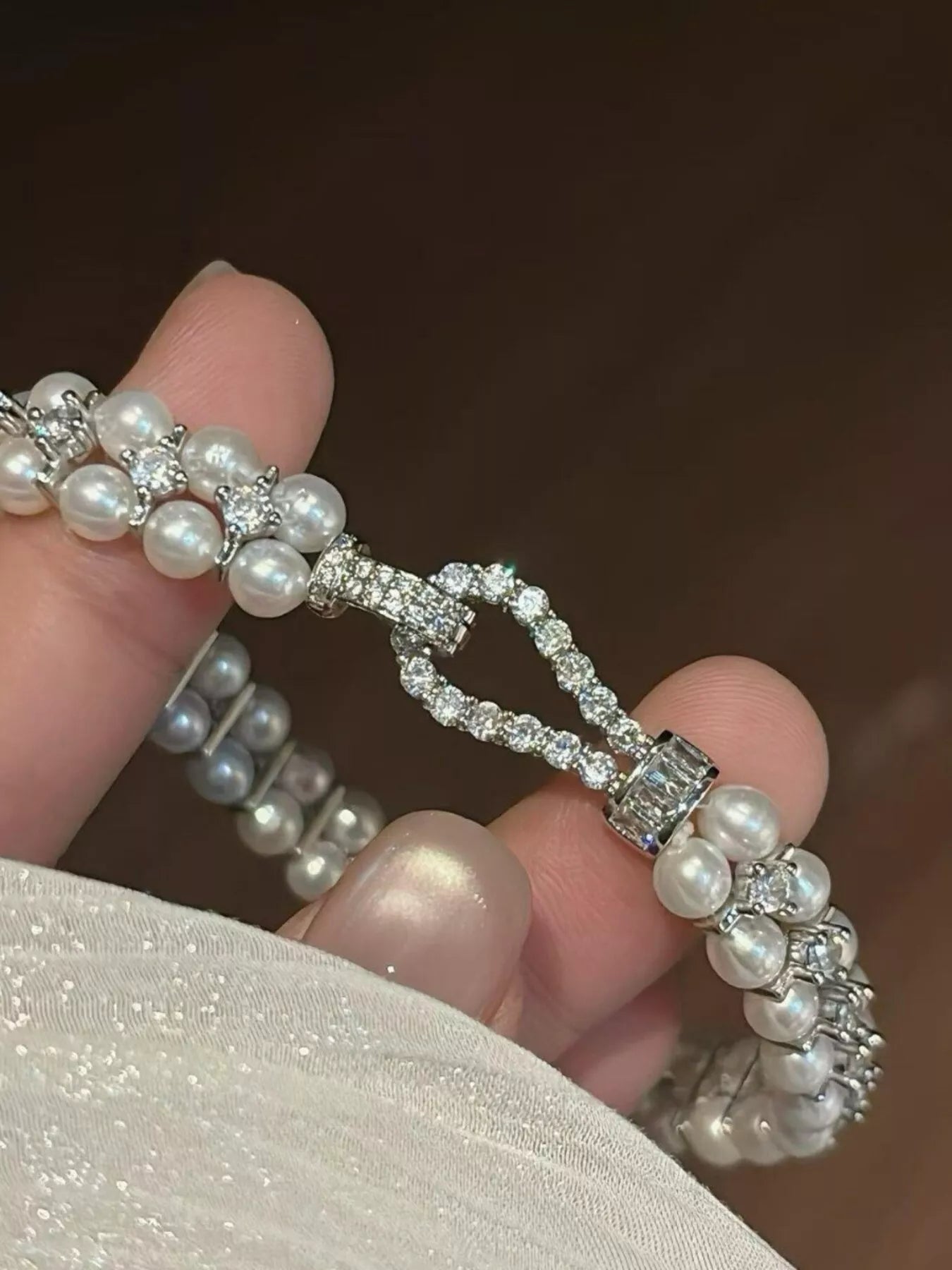 Pearl & Zircon Embellished Bracelet