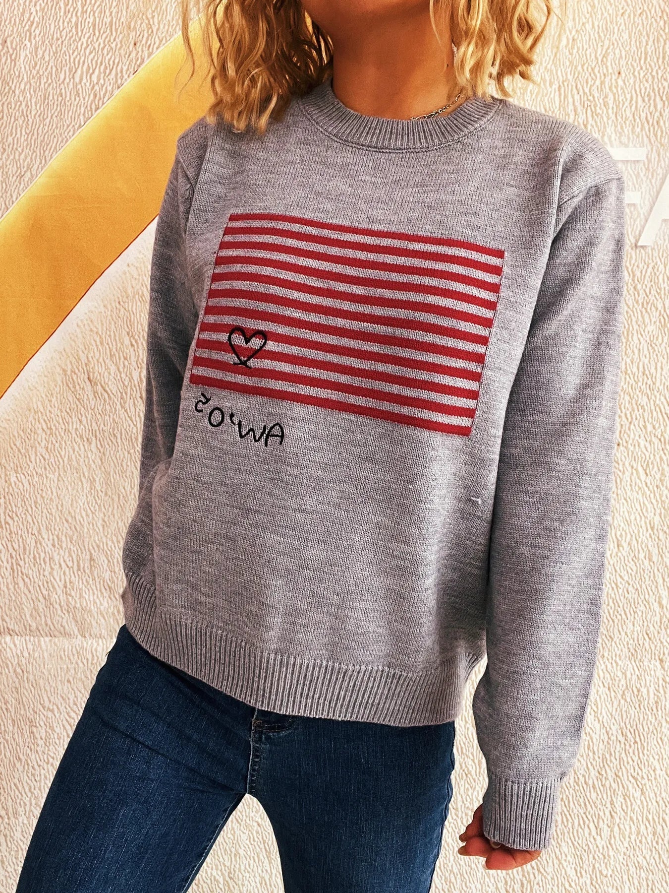 Striped Round Neck Long Sleeve Sweater