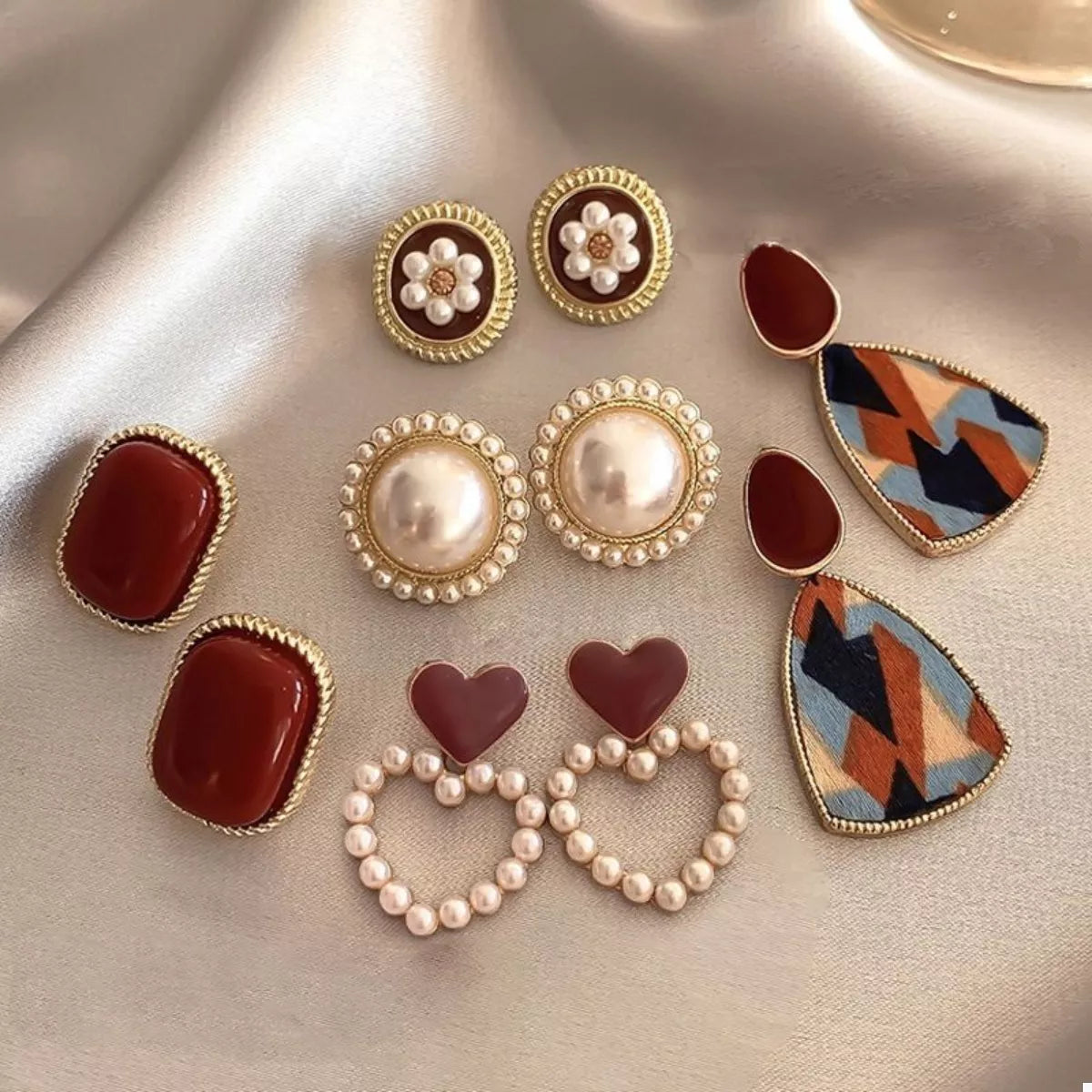 Colorful Abstract Pattern Drop Earrings
