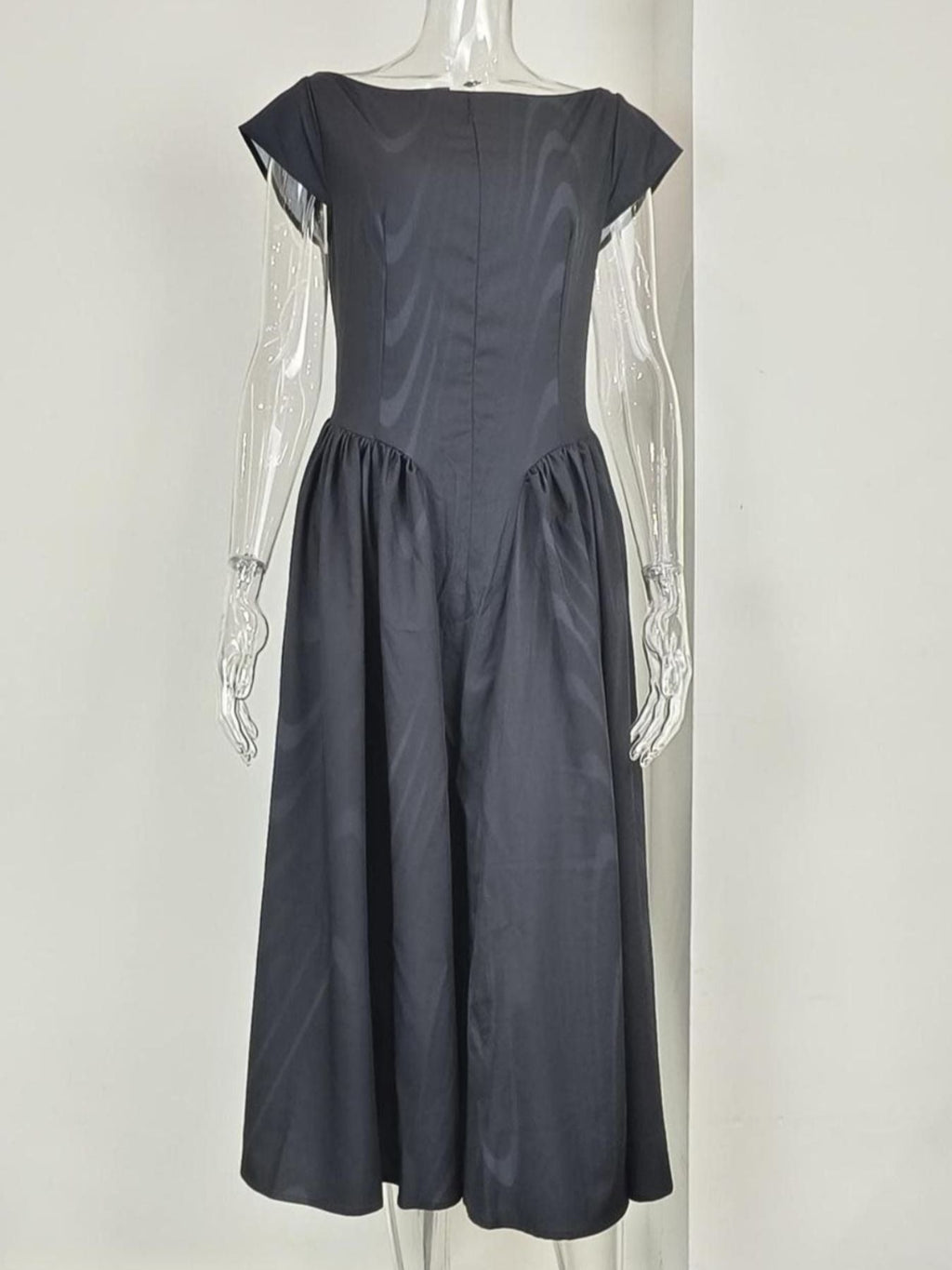 Full Size Cap Sleeve A-Line Midi Dress Plus Size