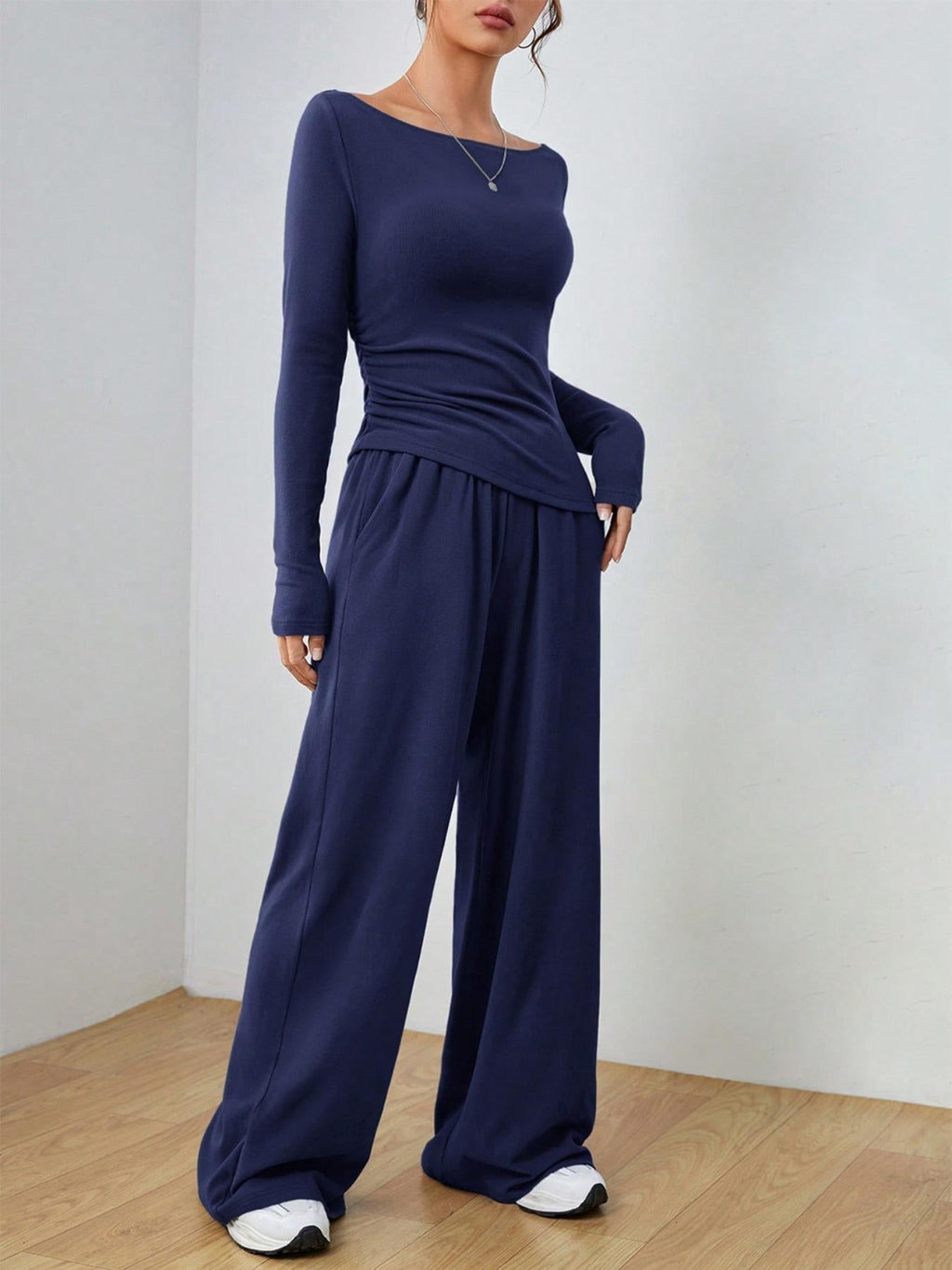 Long Sleeve Top and Wide Leg Pants Set