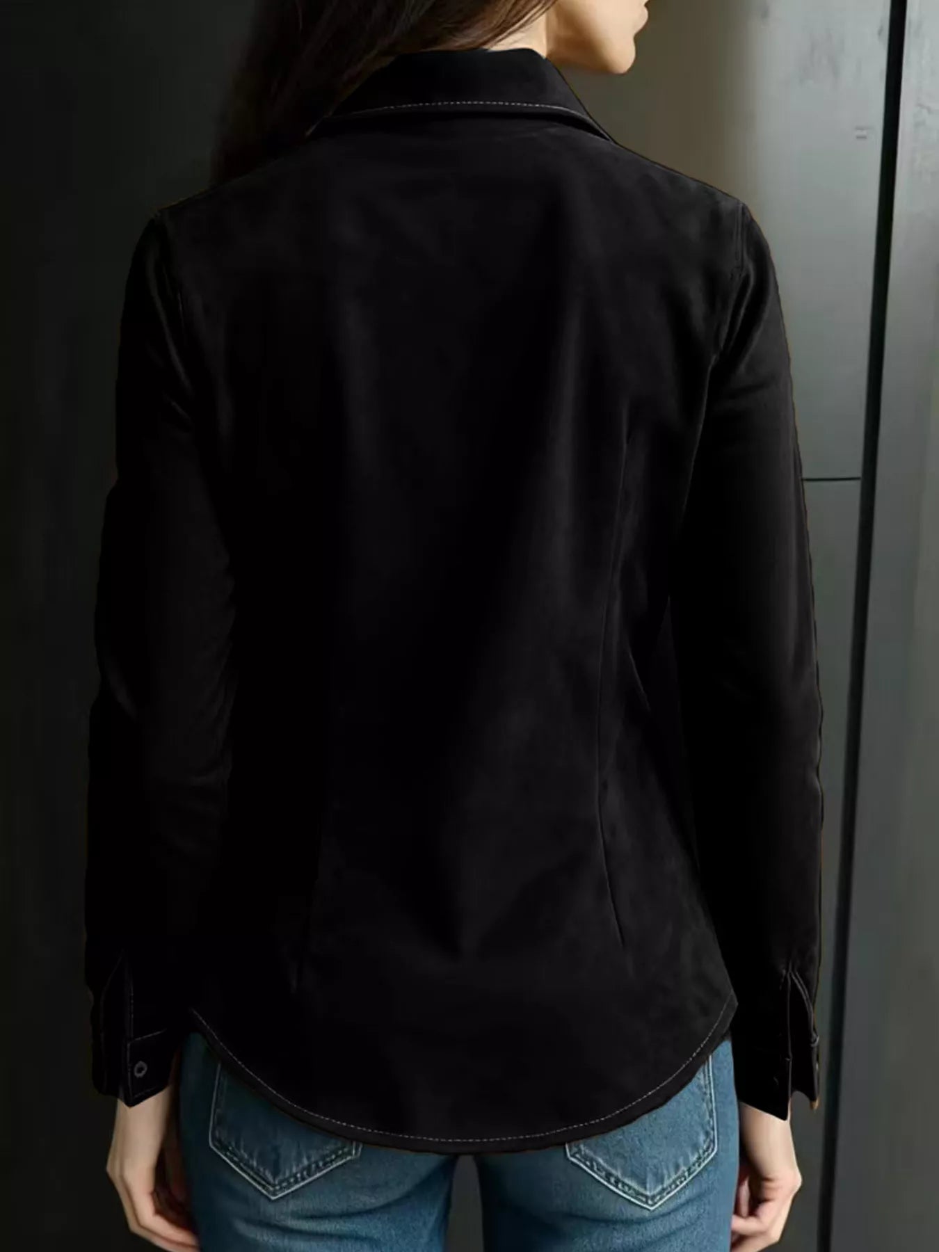 Suede Button-Down Shirt