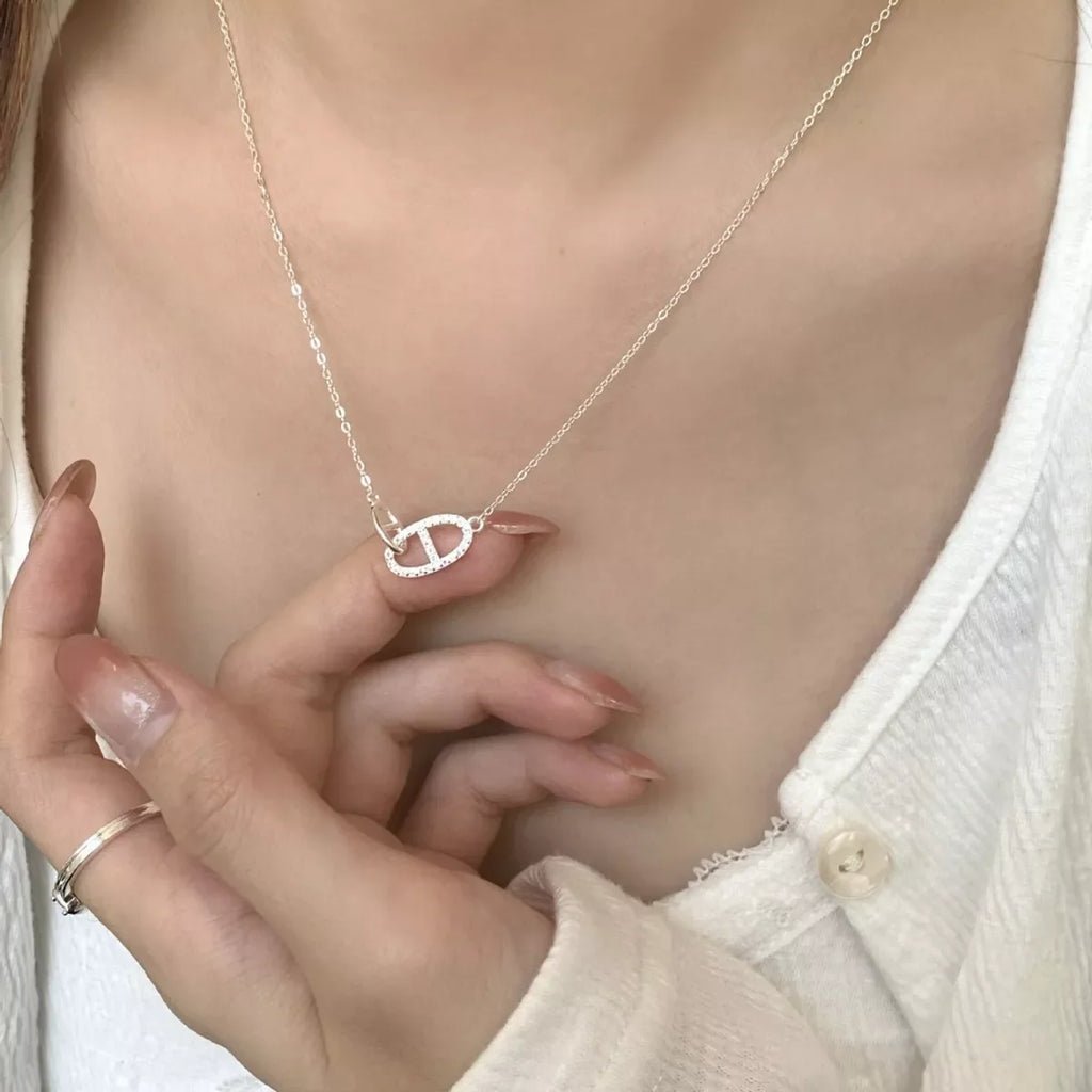 925 Sterling Silver Zircon Geometric Necklace