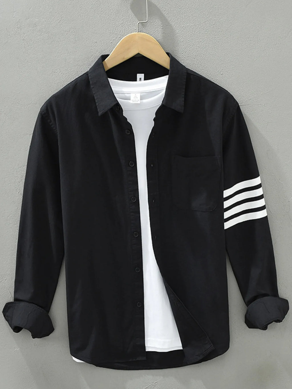 Men's Plus Size Button-Up Shirt with Stripe Detail