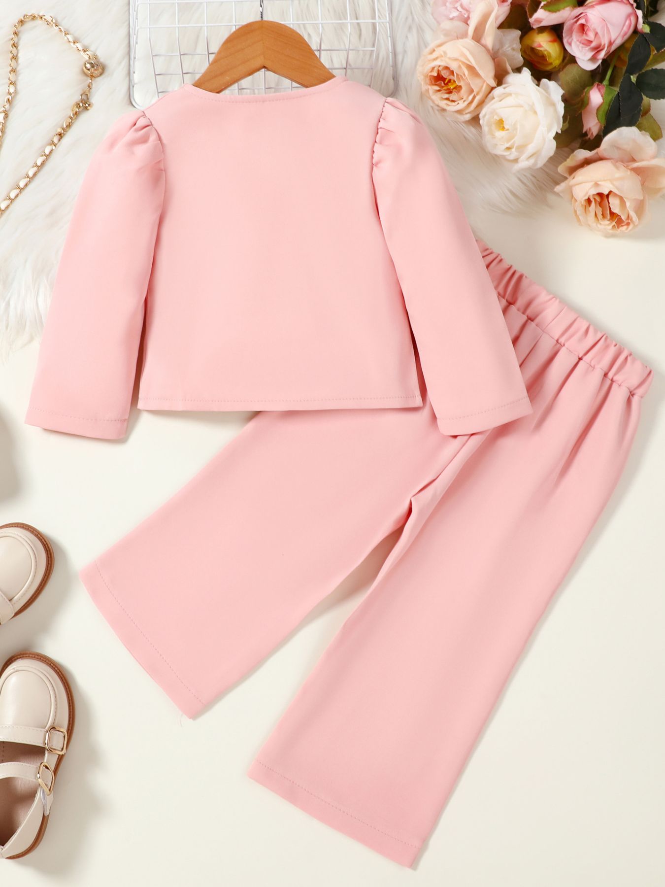 Children's Double-Breasted Blazer & Wide Leg Pants Set