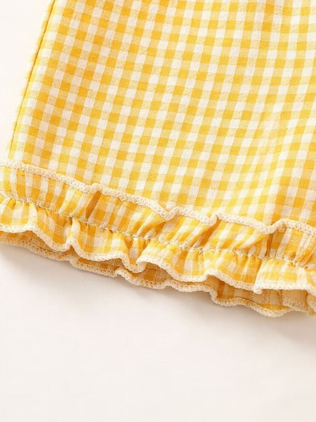 Children's Gingham Ruffle Trim Tank Top & Shorts Set