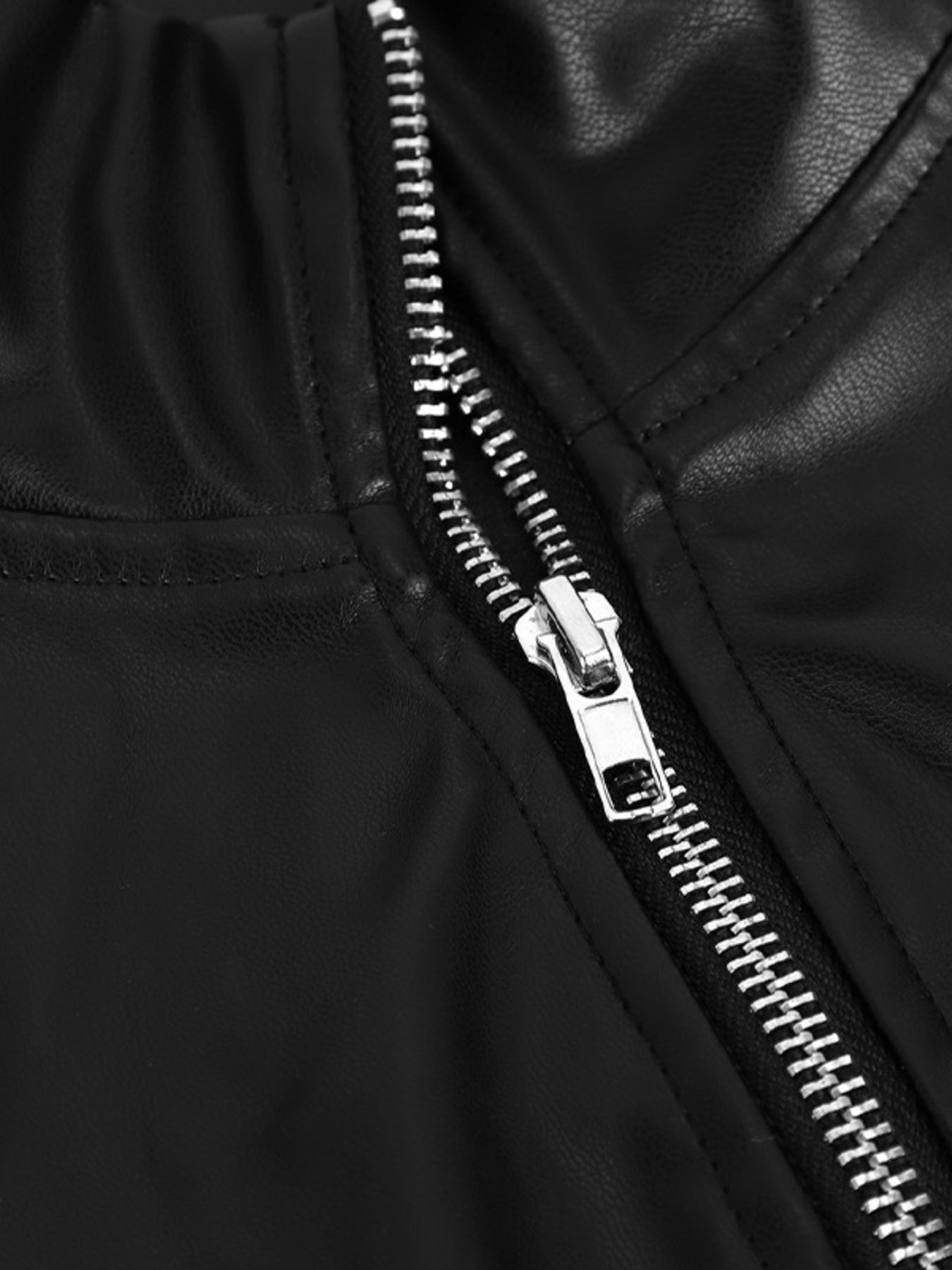 Zip Up Long Sleeve Leather Jacket