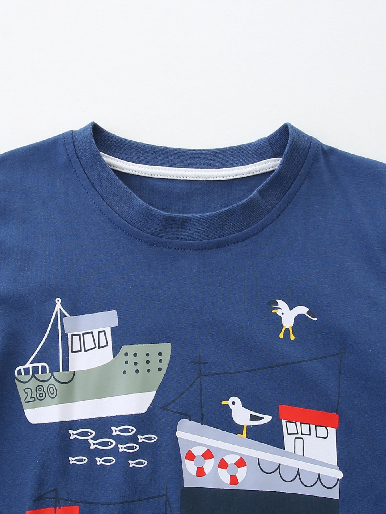 Children's Nautical Boat Print Crew Neck T-Shirt