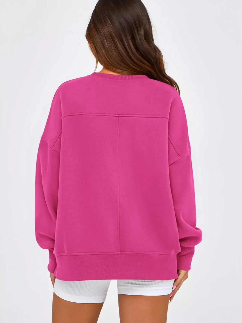 Slit Round Neck Dropped Shoulder Sweatshirt