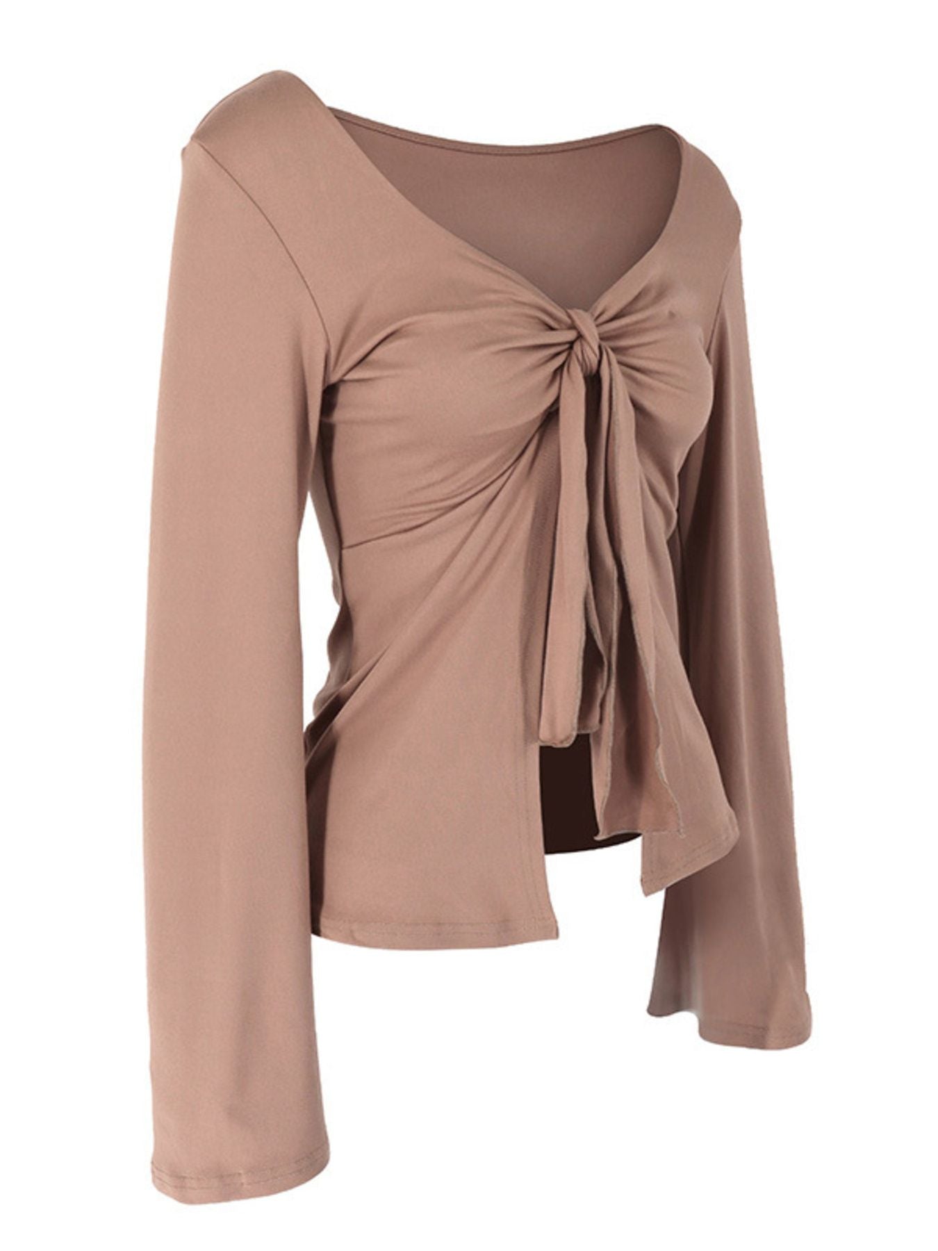 Tie-Front Long Sleeve T-Shirt