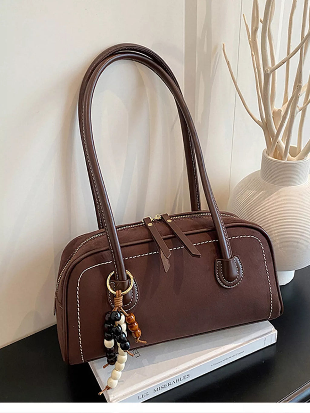 Zipper Closure Shoulder Bag