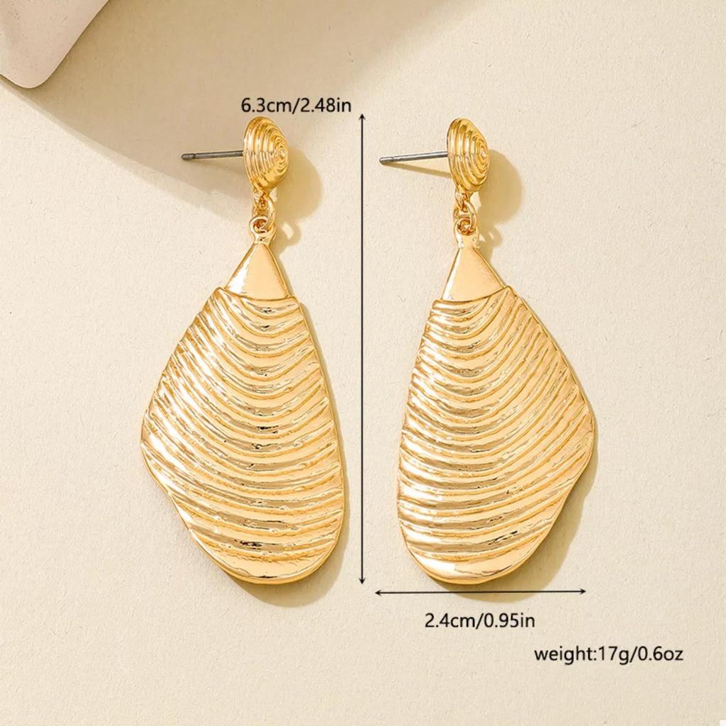 18K Gold-Plated Textured Dangle Earrings