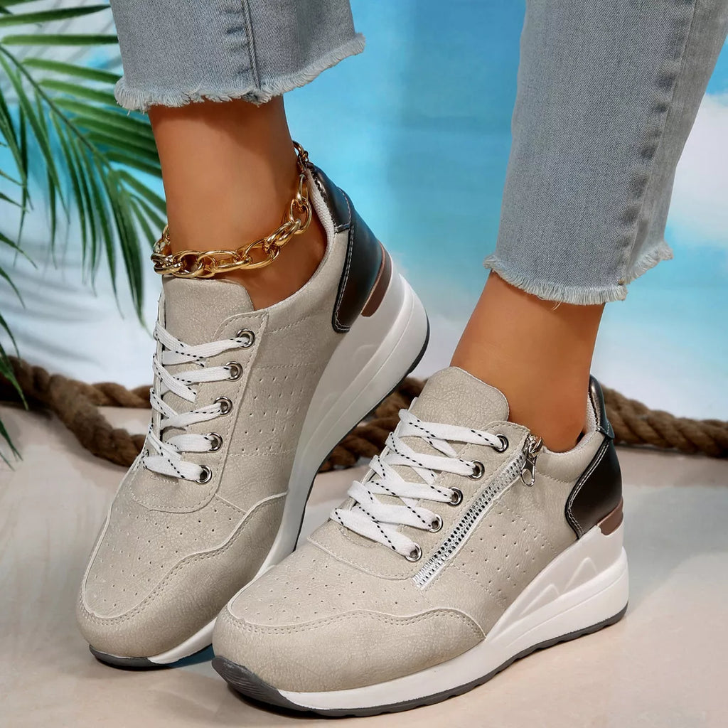 Lace Up Wedge Sneakers