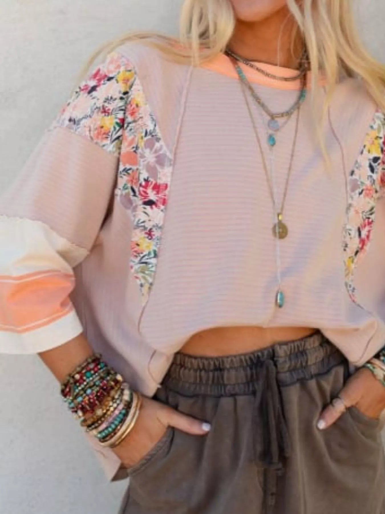 Striped Floral Long Sleeve T-Shirt