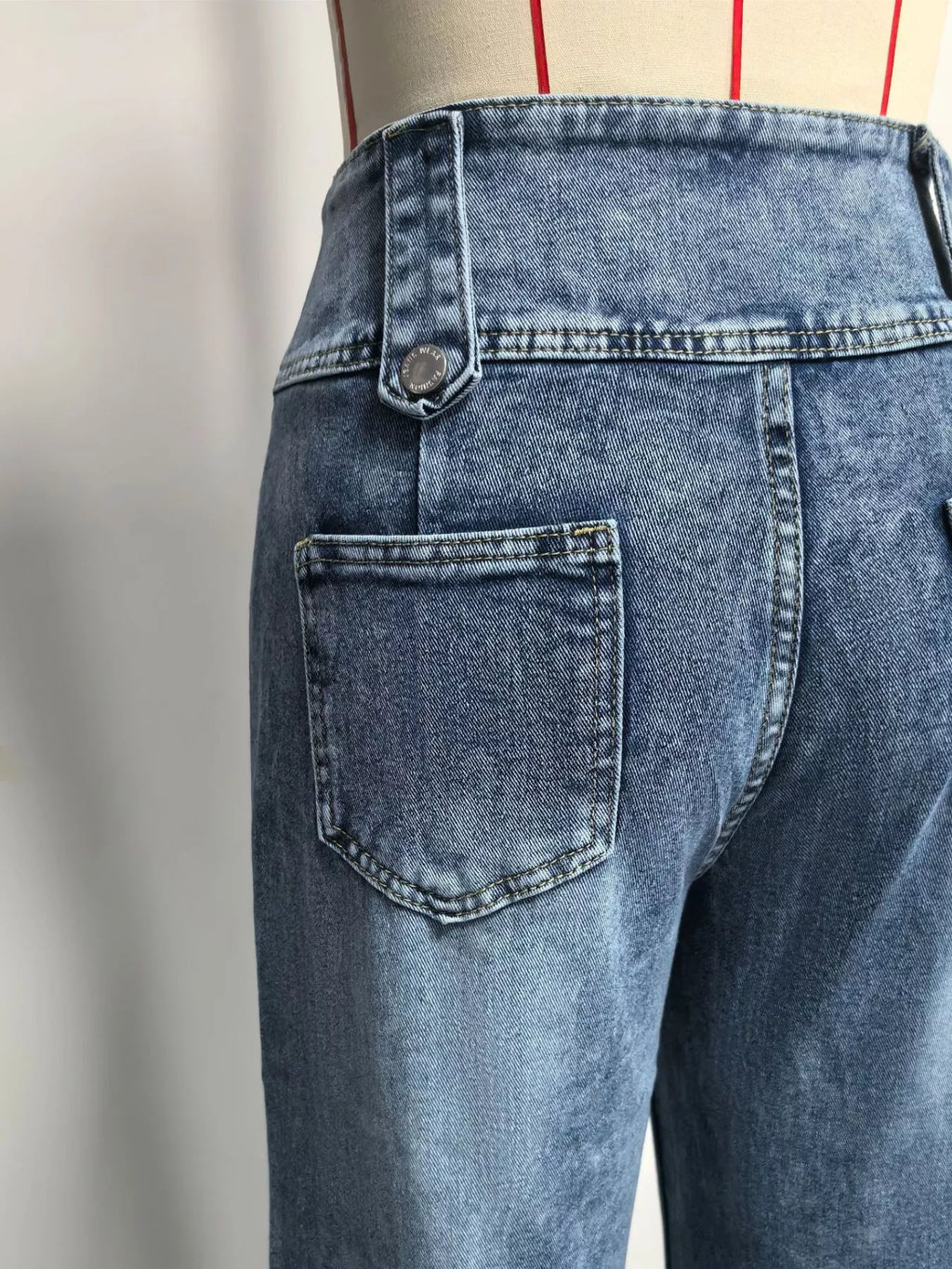 High Waist Button Decor Wide Leg Jeans