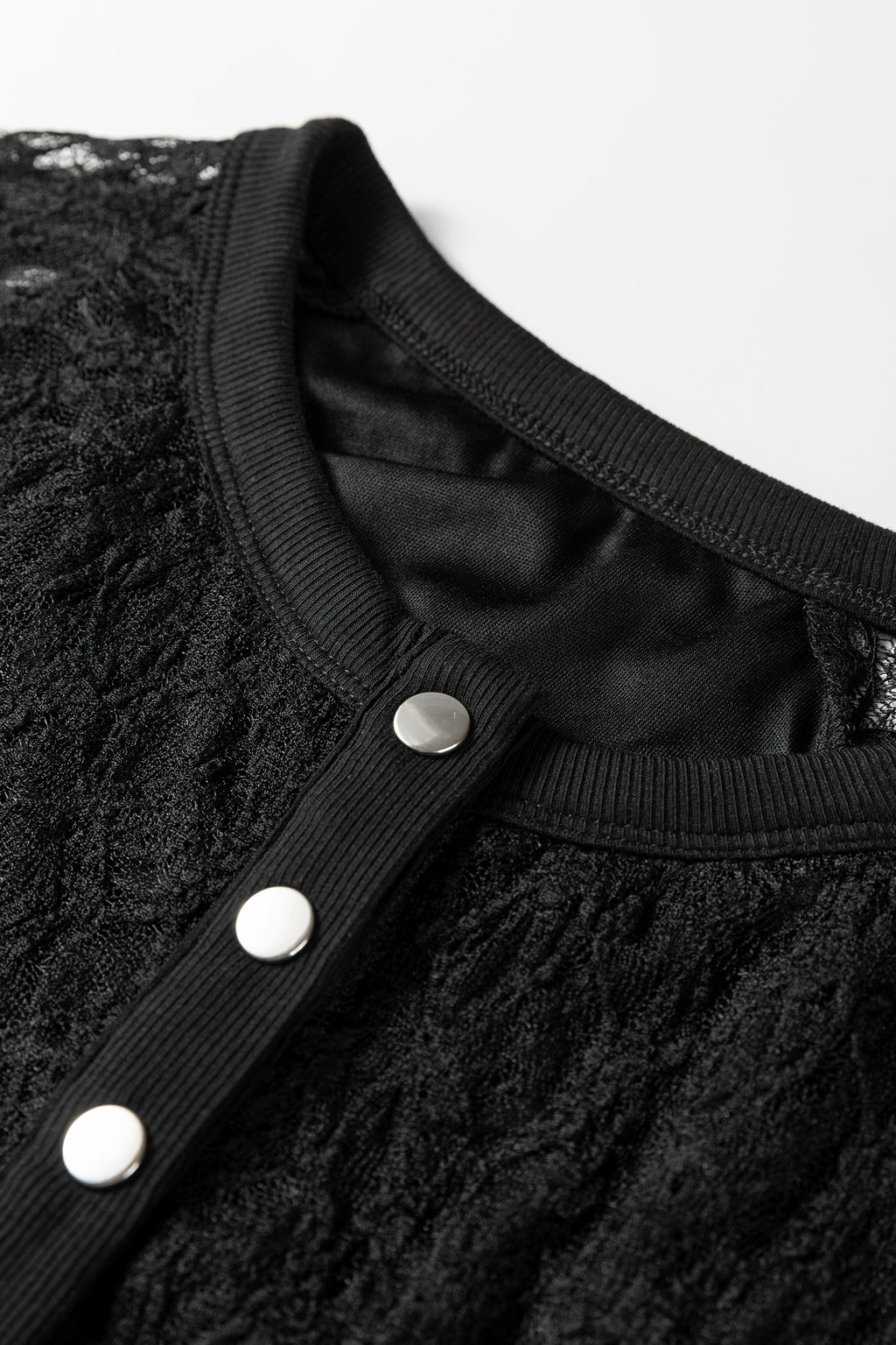 Lace Sheer Long Sleeve Henley Top