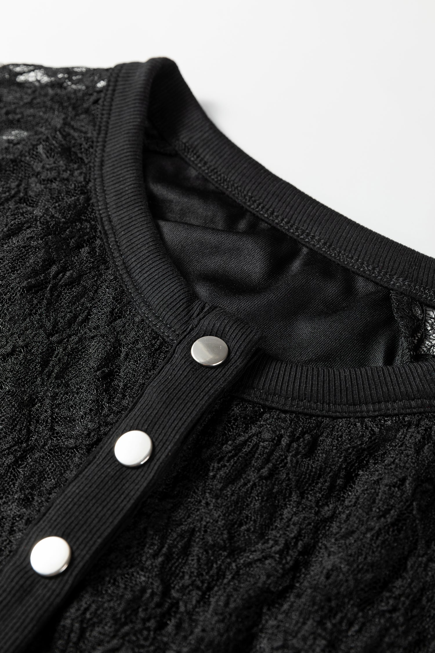 Lace Sheer Long Sleeve Henley Top