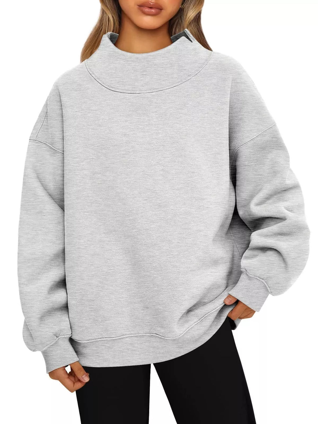 Mock Neck Dropped Shoulder Sweatshirt